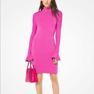 Michael Kors Bell Sleeve Dress Ultra Pink Size Small